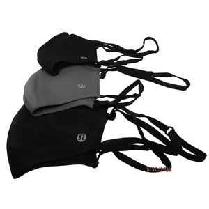 Lululemon Double Strap Face Mask 3Pk - 2-Black, 1-Grey NIB